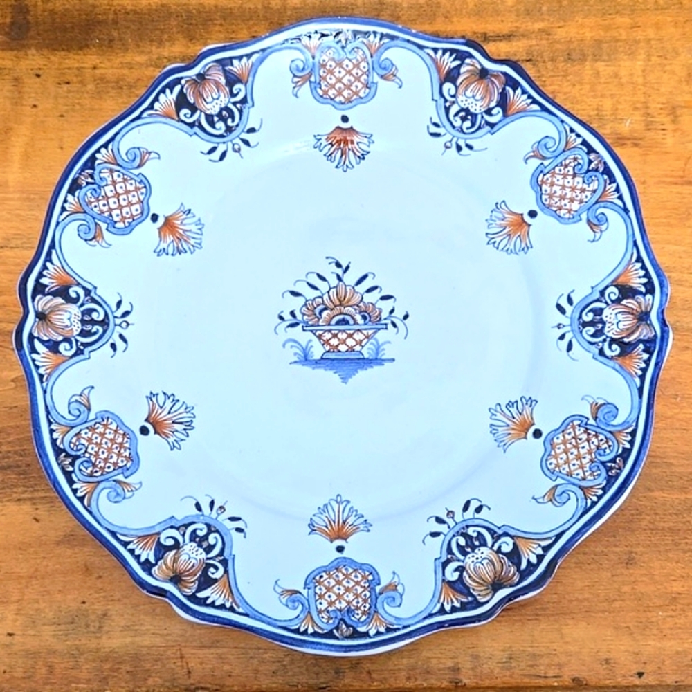 Rouen France Tin Glazed Faience Plate